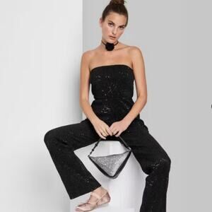 NWT Women's Tube Sequin Mesh Jumpsuit - Wild Fable™ Black Size S